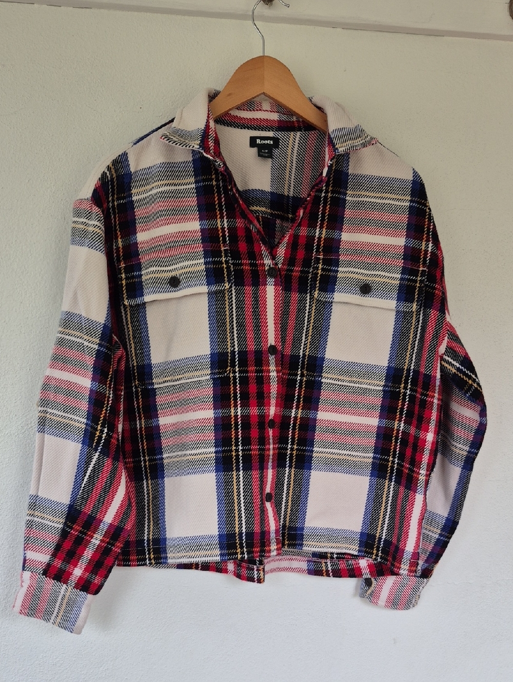 Roots Plaid Shirt Jacket 100% Cotton Size Small